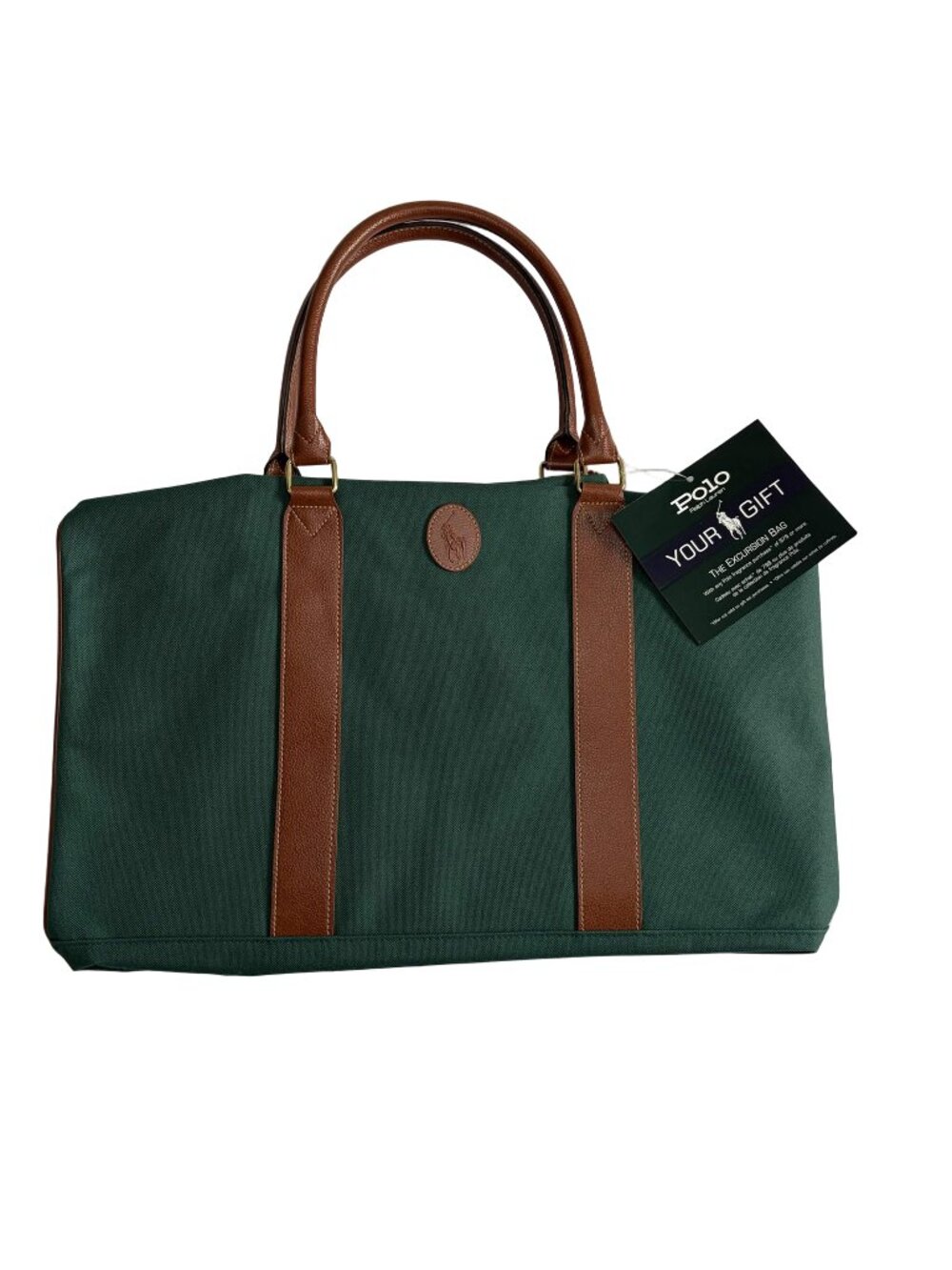 NWT Polo Ralph Lauren Green Canvas Duffle Bag Weekender Excursion Bag